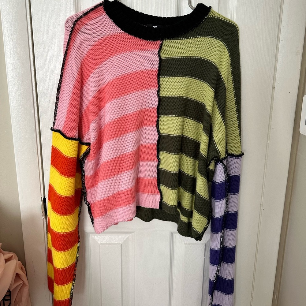 the ragged priest striped colorblock sweater